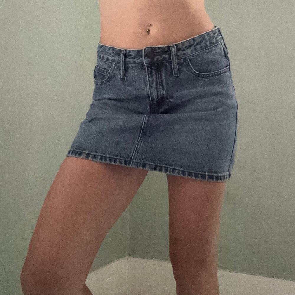Vintage Y2k Mudd Yo! Low Rise Denim Mini Skirt Size 7 Indie Sleaze Retro Grunge